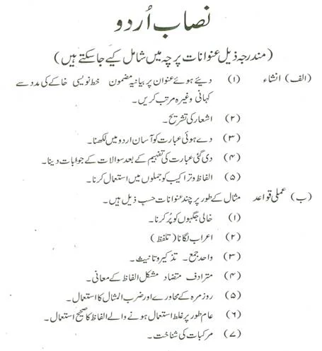 paf urdu syllabus sargodha
