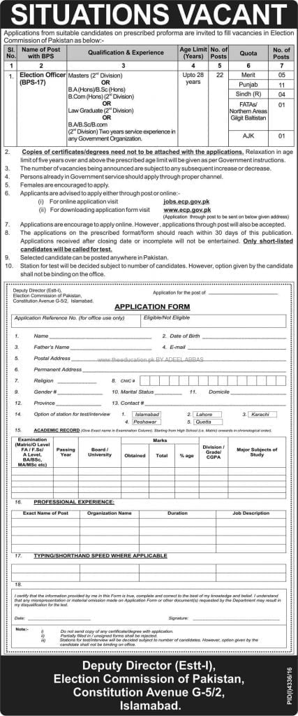 Election Officer Jobs 2017