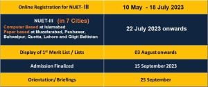 NUTECH Entry Test Schedule