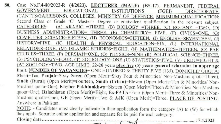 FPSC Lecturer Jobs Syllabus MCQS Past Papers in pdf