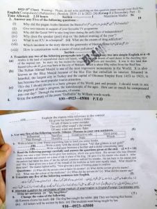 English 9th Paper 2023