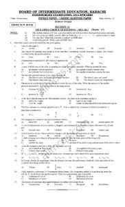 1st Year Physics Model Paper 2024 Sindh Board Karachi pdf