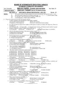 Biology Zoology Theory 2nd Year BIEK Sindh Board Karachi Model Papers 2024